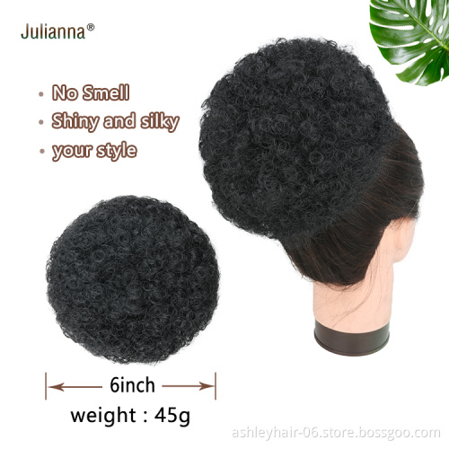 Julianna Hair Afro Puff Fluffy Drawstring Ponytail Chignon Girls Colorful High Quality Hair Bun Puffs Kinky Ponytail Afro Puff